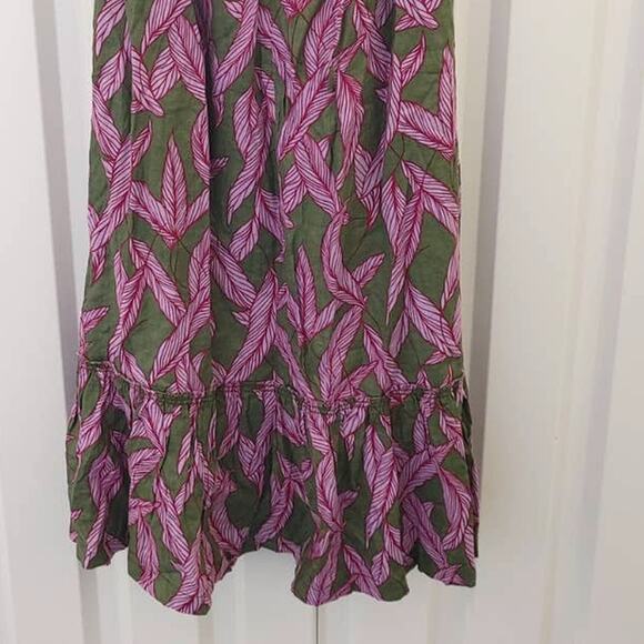 ELIOT Madewell Maxi Halter Dress 100% Linen Leaves Olive NWT Damaged - Picture 2 of 7